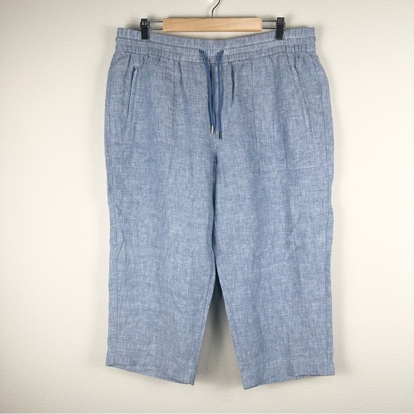 Athleta Retreat Linen Cropped Capri Pant Size 16 Hemmed/Altered EUC - Picture 1 of 6